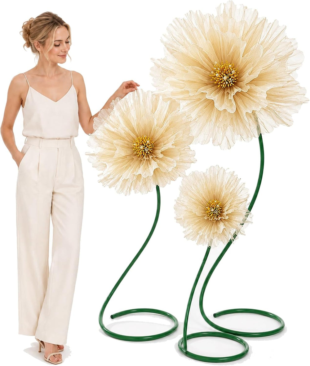 Champagne 6.6Ft Giant Artificial Flowers for Decoration with Stand &Sandbag