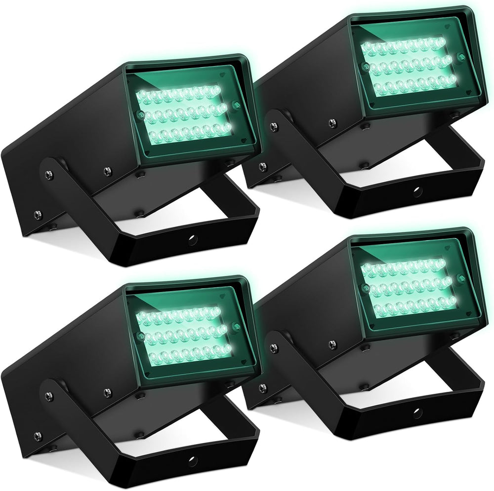 Treela 4 Pack Strobe Party Light Small Bright LED Outdoor, Green, 24 LED