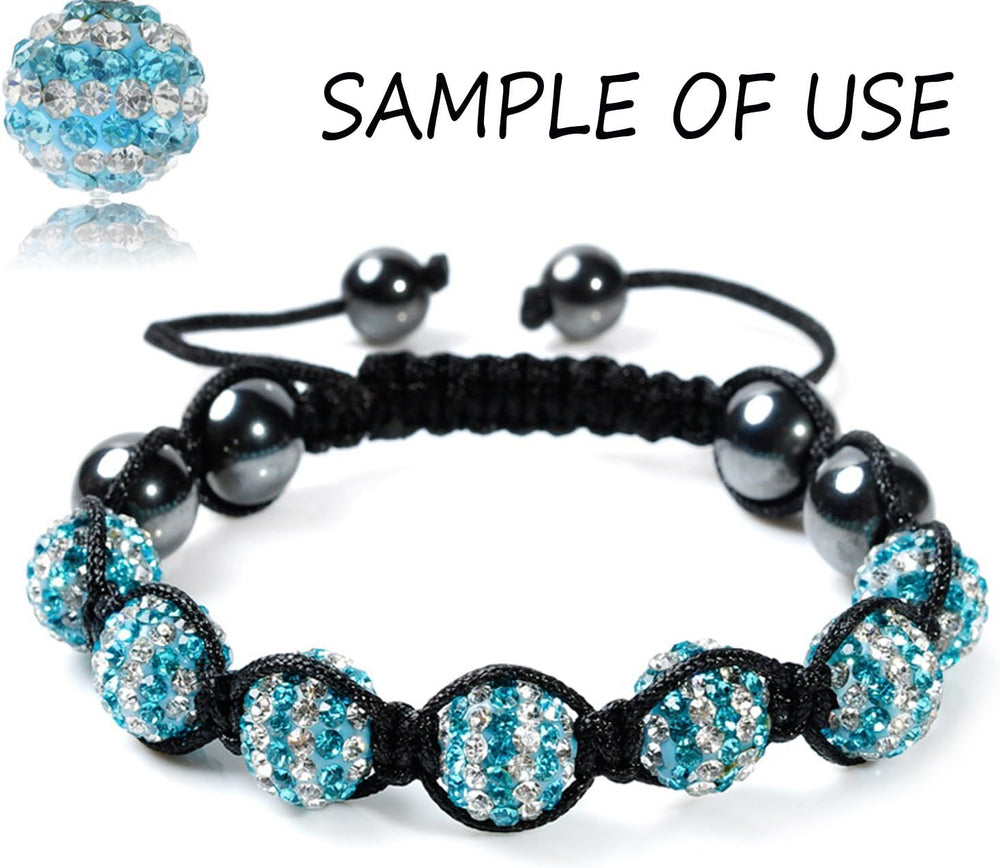 RUBYCA Stripes Czech Crystal Round Disco Ball Clay Beads fit Shamballa Jewelr...