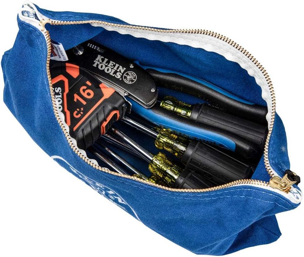 Klein Tools 5140 Canvas Zipper Bag, Tool Pouch, Bank Deposit Utility Bag, 12....