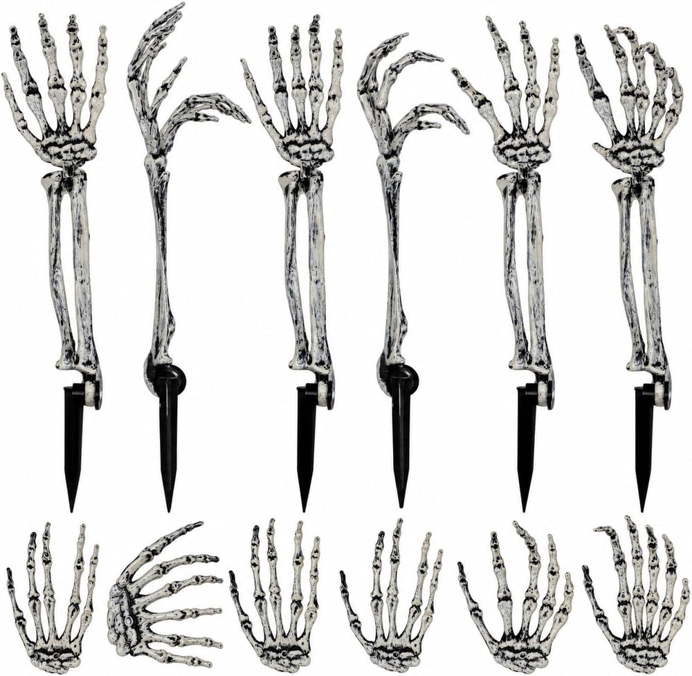 12 Pack Halloween Decorations Outdoor Skeleton Hands and Arms Yard Stakes, Re...