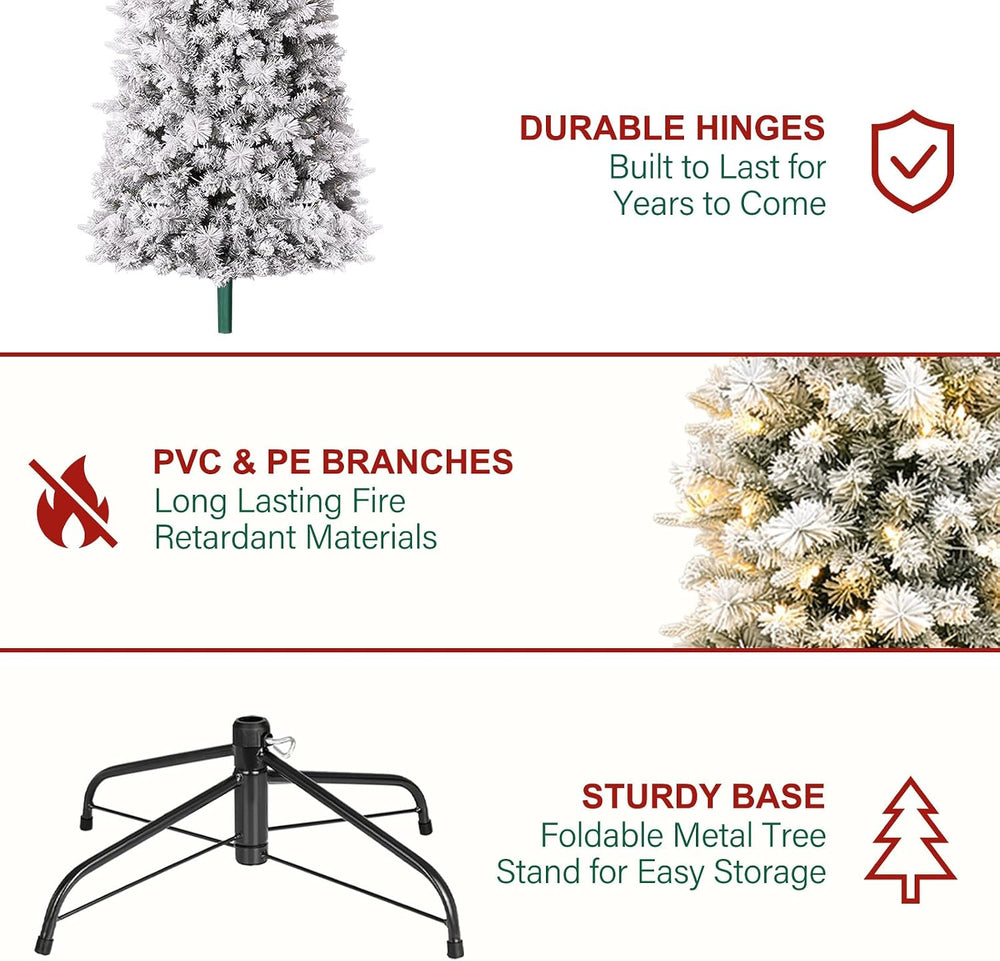 Hykolity 6 ft Prelit Pencil Christmas Tree with 150 Warm White LEDs