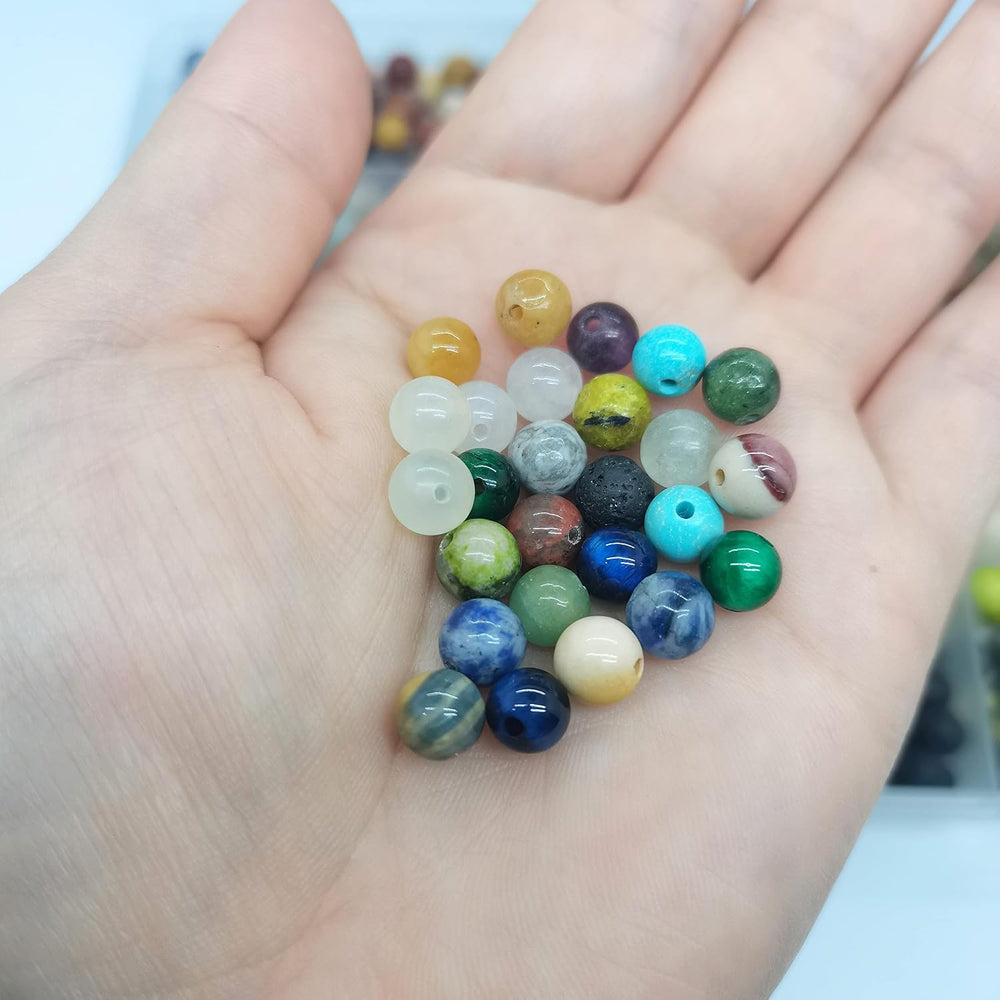 720pcs 6mm Natural Round Stone Beads Gemstone Beading Hole Size 1mm Crystal E...
