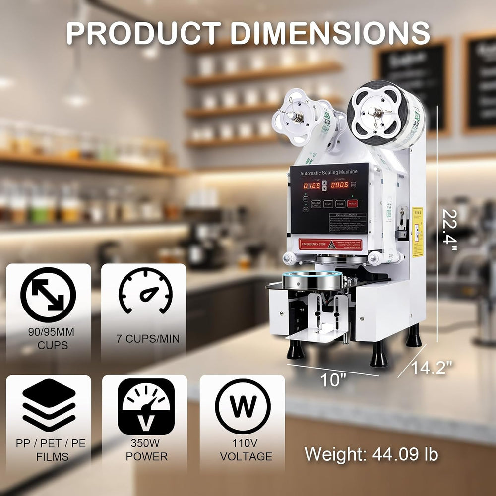 Cup Sealing Machine, Full Automatic Cup Sealer Machine 90/95mm Electric boba ...