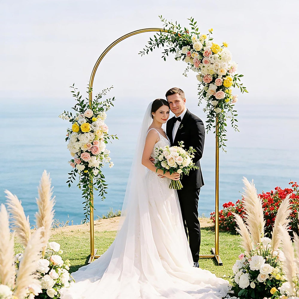 6.6FT Arch Backdrop Stand, Gold Metal Arch Stand for Wedding