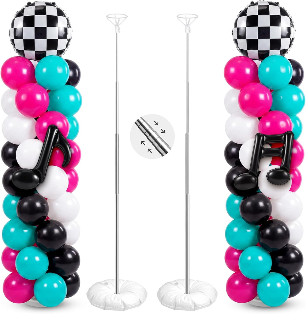 Arrowbash 2 Sets 165 Pcs 50s Rock and Roll Party Balloon Column Stand Kit