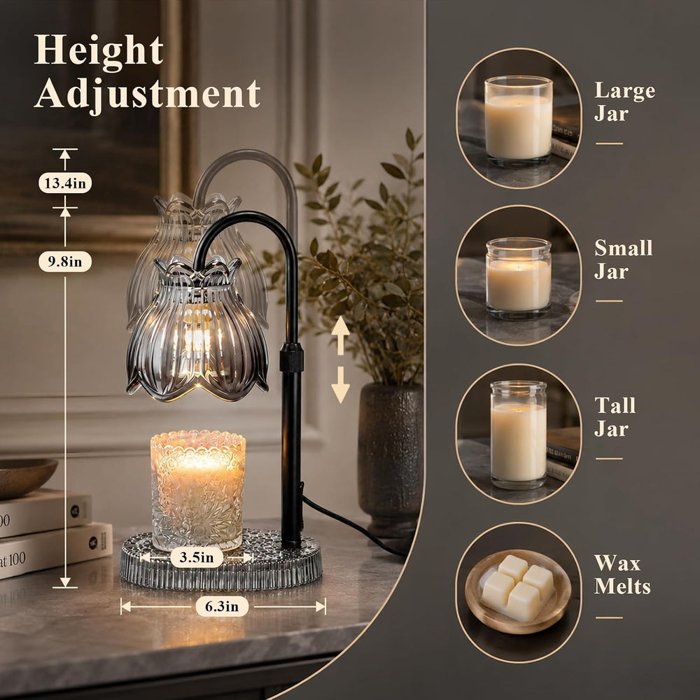 JACCAWS Candle Warmer Lamp with Timer Dimmer, Adjustable Height (Black)