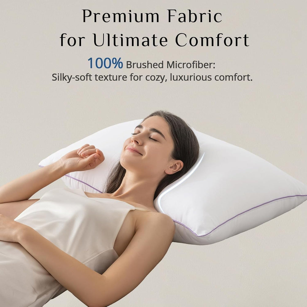 JOLLYVOGUE Pillows Standard Size Set of 4, Washable Supportive Firm Bed Pillo...