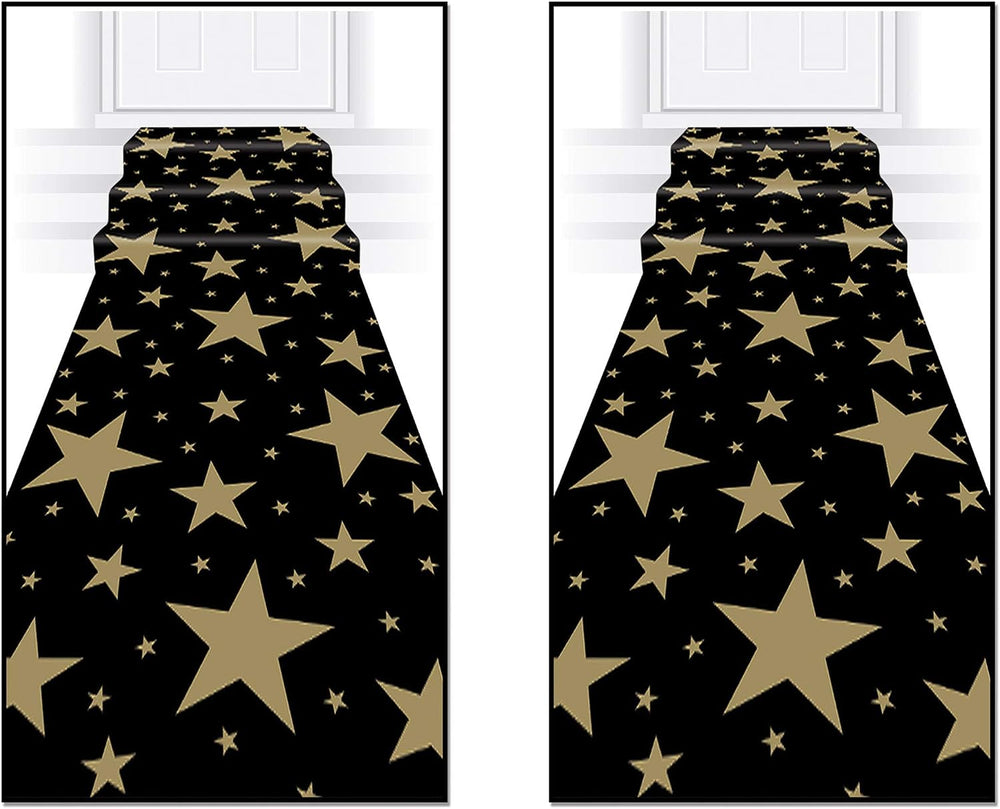 Beistle Star Runners 2 Piece, 24" x 10', Black/Gold