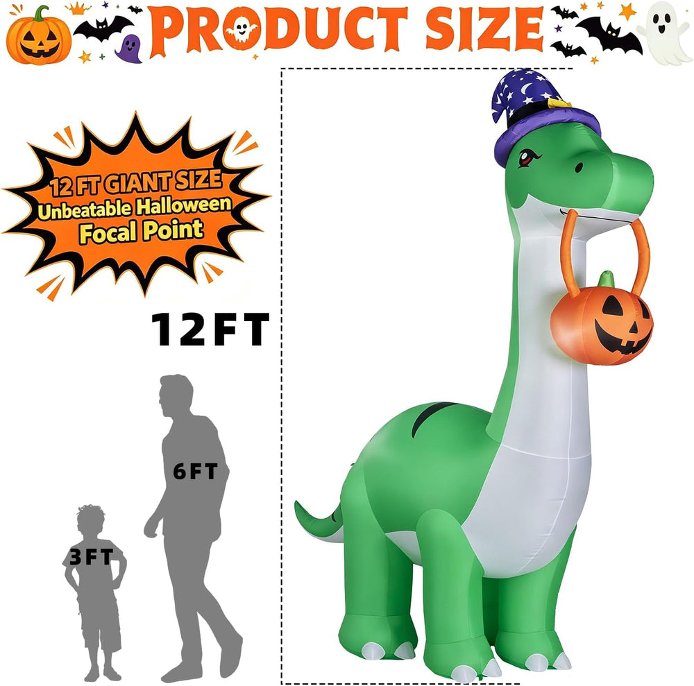 12FT Giant Halloween Decorations Inflatable Dinosaur Outdoor Decor.