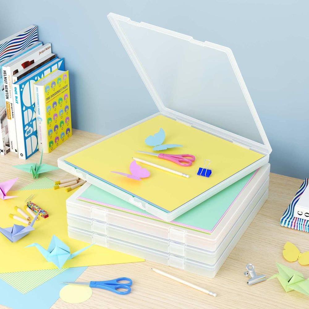 Denkee 12 x 12 Paper Storage, 4 Pack Scrapbook Paper Organizer Storage, Craft...
