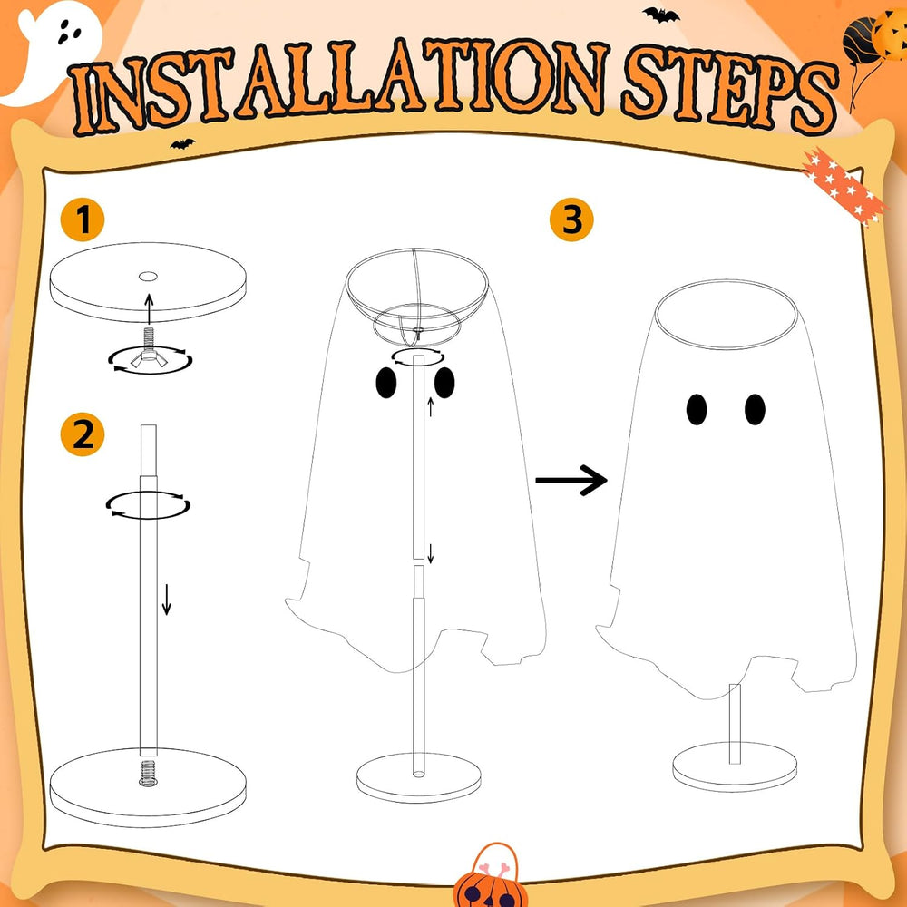 33" Lighted Ghost Candy Bowl Stand, Halloween Trick or Treat Holder Outdoor
