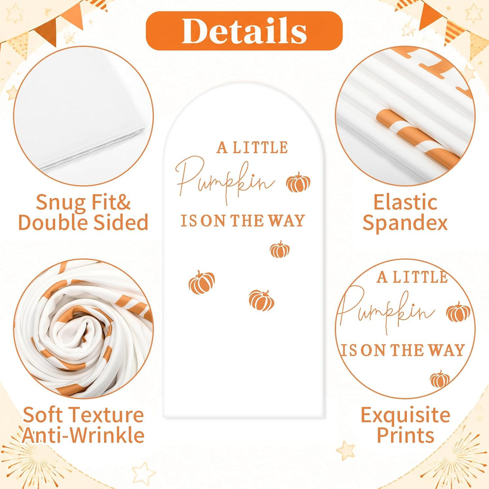 Hunnmingre A Little Pumpkin Is on the Way Thanksgiving Shower Arch Cover