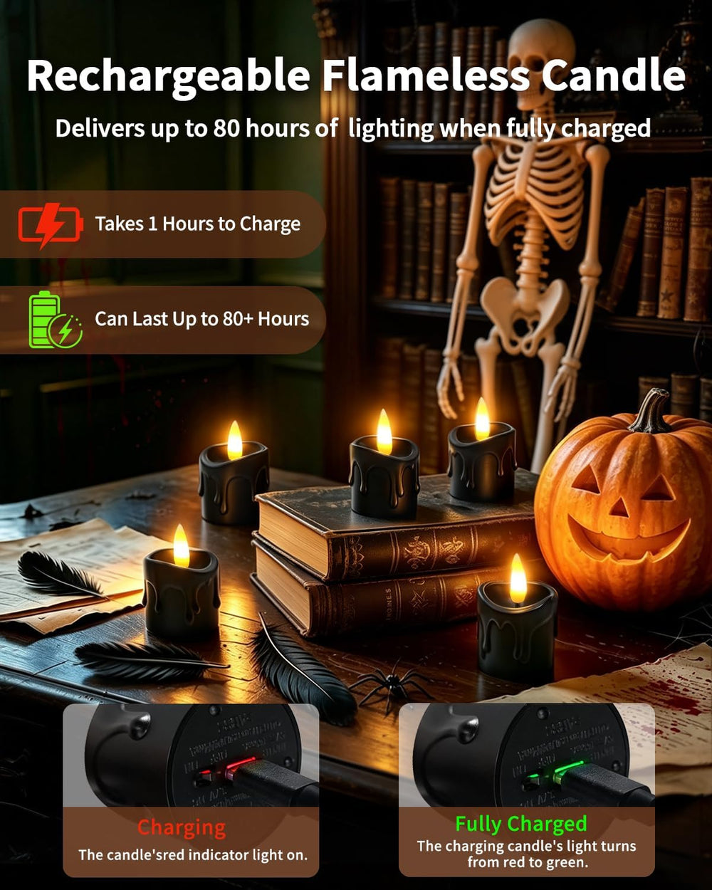 12 Pack Small Rechargeable Flameless Candles with Remote Timer