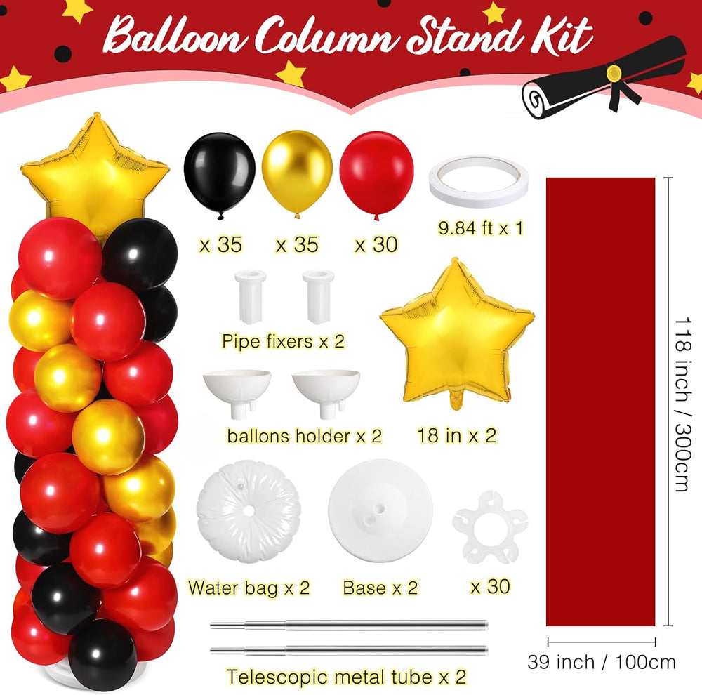 2 Sets of Balloon Column Stand Kit with 2 Star Balloons 100 Latex Balloons 2 ...
