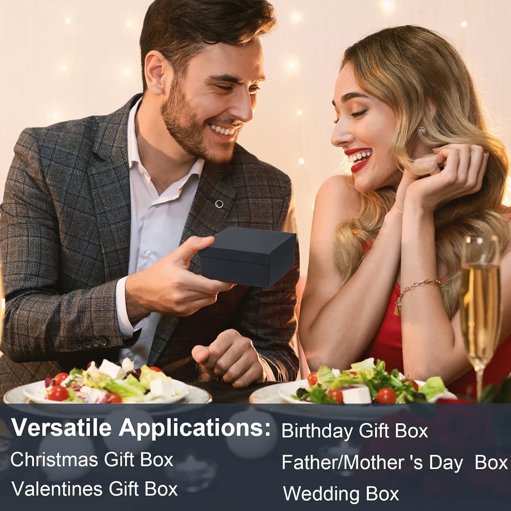 Yahenda 16 Pack Square Nesting Gift Boxes with Lids, 4 Sizes,Black