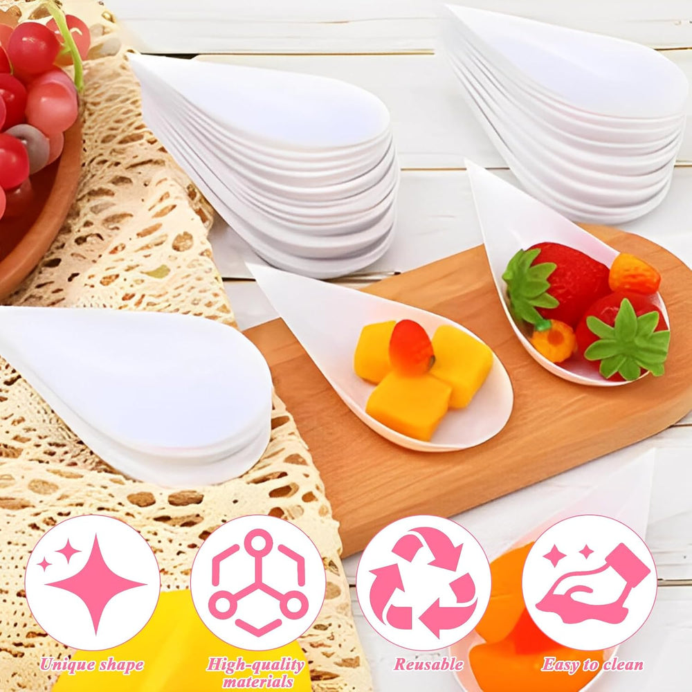 400 PCS 4 Inch Plastic Appetizer Spoons, Tear Drop Appetizer Plates for Desse...