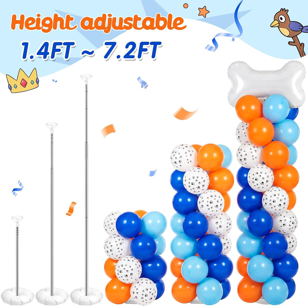 Jenaai 2 Set 163 Pcs Blue Dog Birthday Party Balloon Column Stand Kit