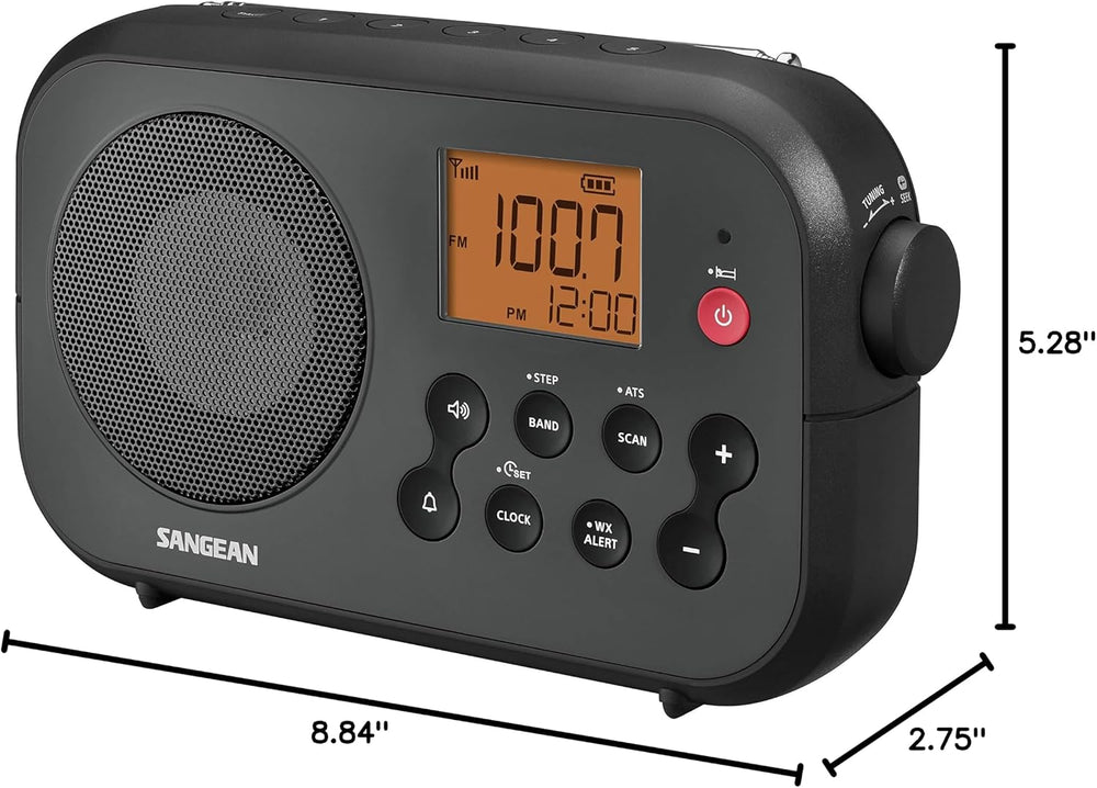 Sangean PR-D12 AM/FM NOAA Weather Alert Digital Tuning Portable Radio, Black