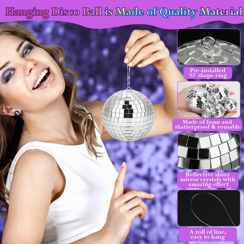 Flasoo 70 PCS Disco Ball, 5 Sizes Disco Ball Ornaments, 4/3.2/2.4/2/1.2 Inch ...