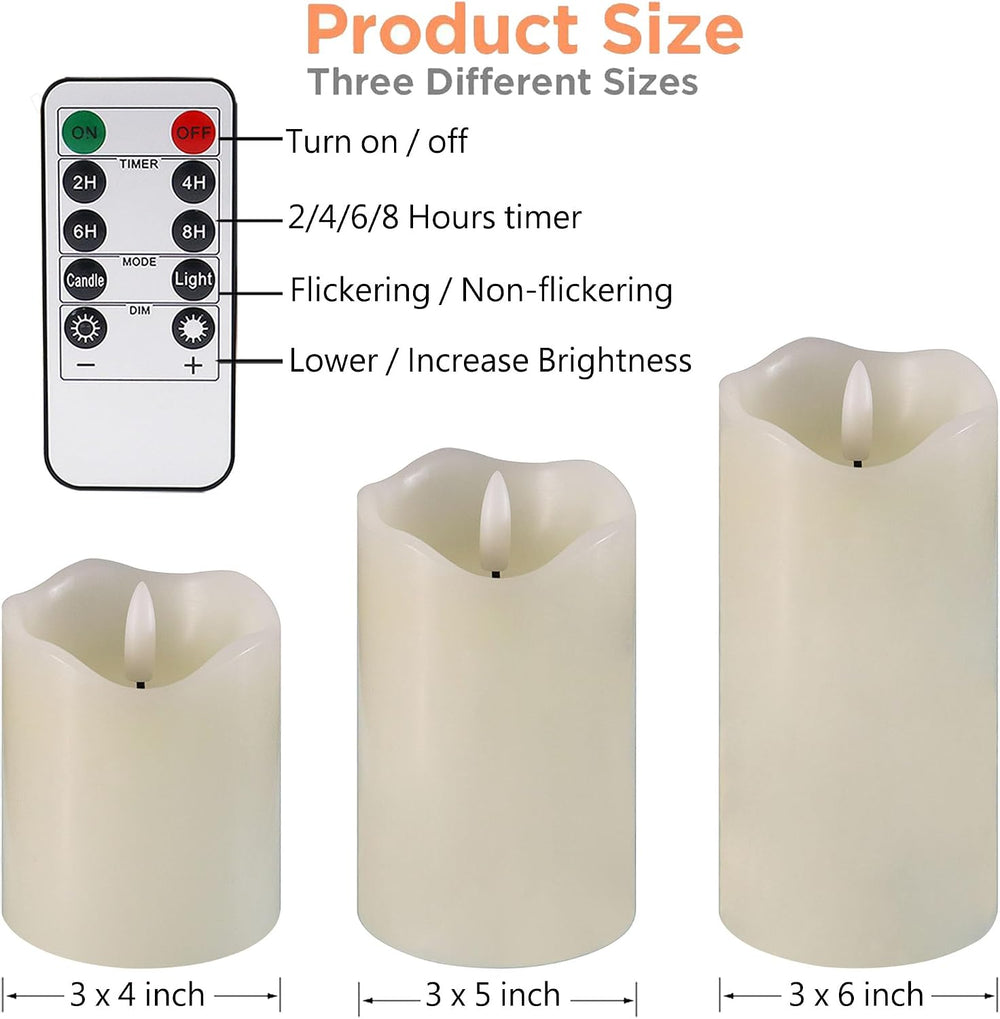 VIEWELLD Flickering Flameless Candles with Remote and Timer, Realistic LED Ca...
