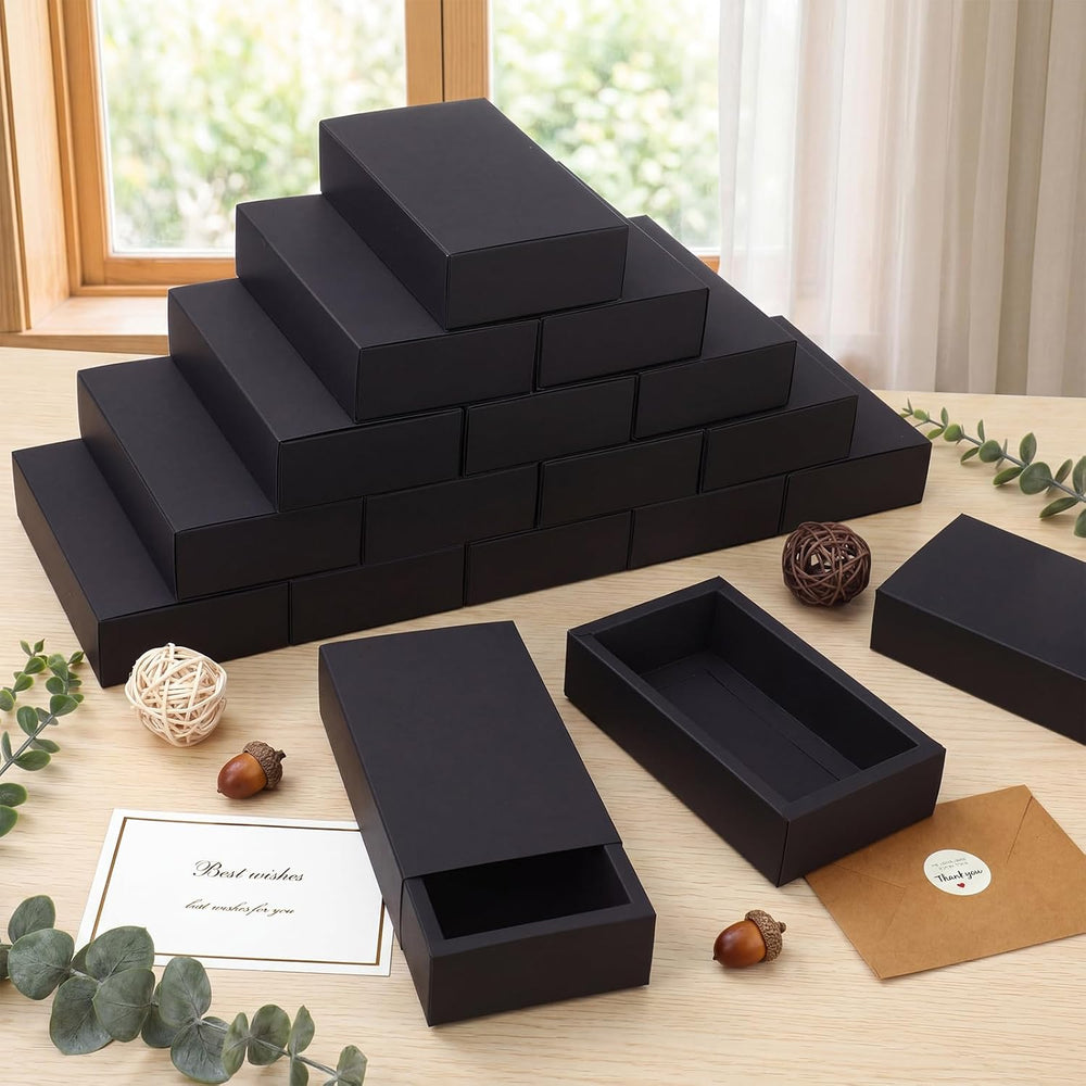 Zonon 60 Pieces Kraft Paper Gift Drawer Boxes, Small Cardboard Box, Black