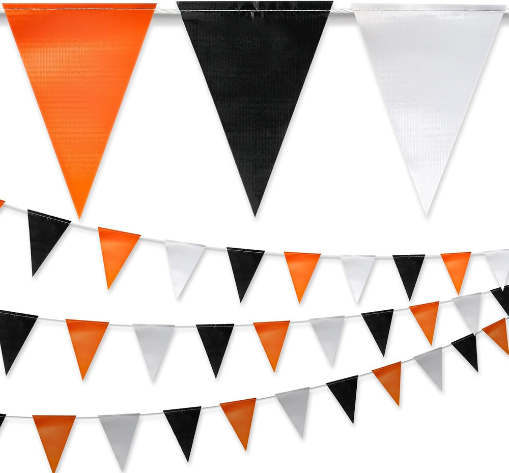 Orange Black and White Pennant Banner Flags | OSHA 500lb Rated | Strand Fade ...