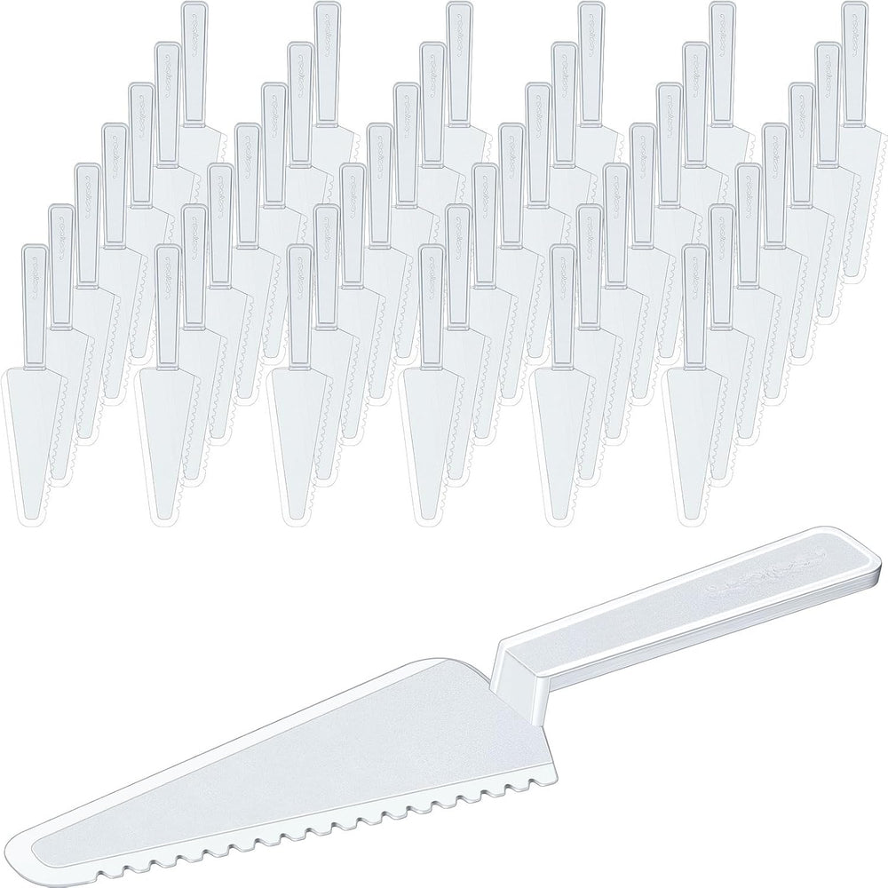 Suclain 200 Pcs Disposable Plastic Cake Cutter 9.1 Inch Bulk,Clear