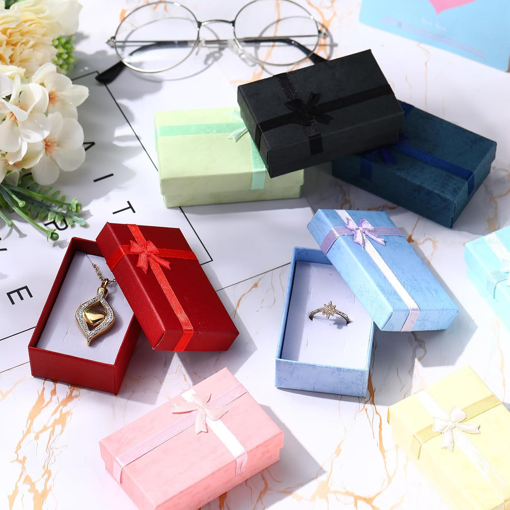 Batiyeer 240 Pcs Small Jewelry Ring Earring Bulk Gift Box with Ribbon Bow