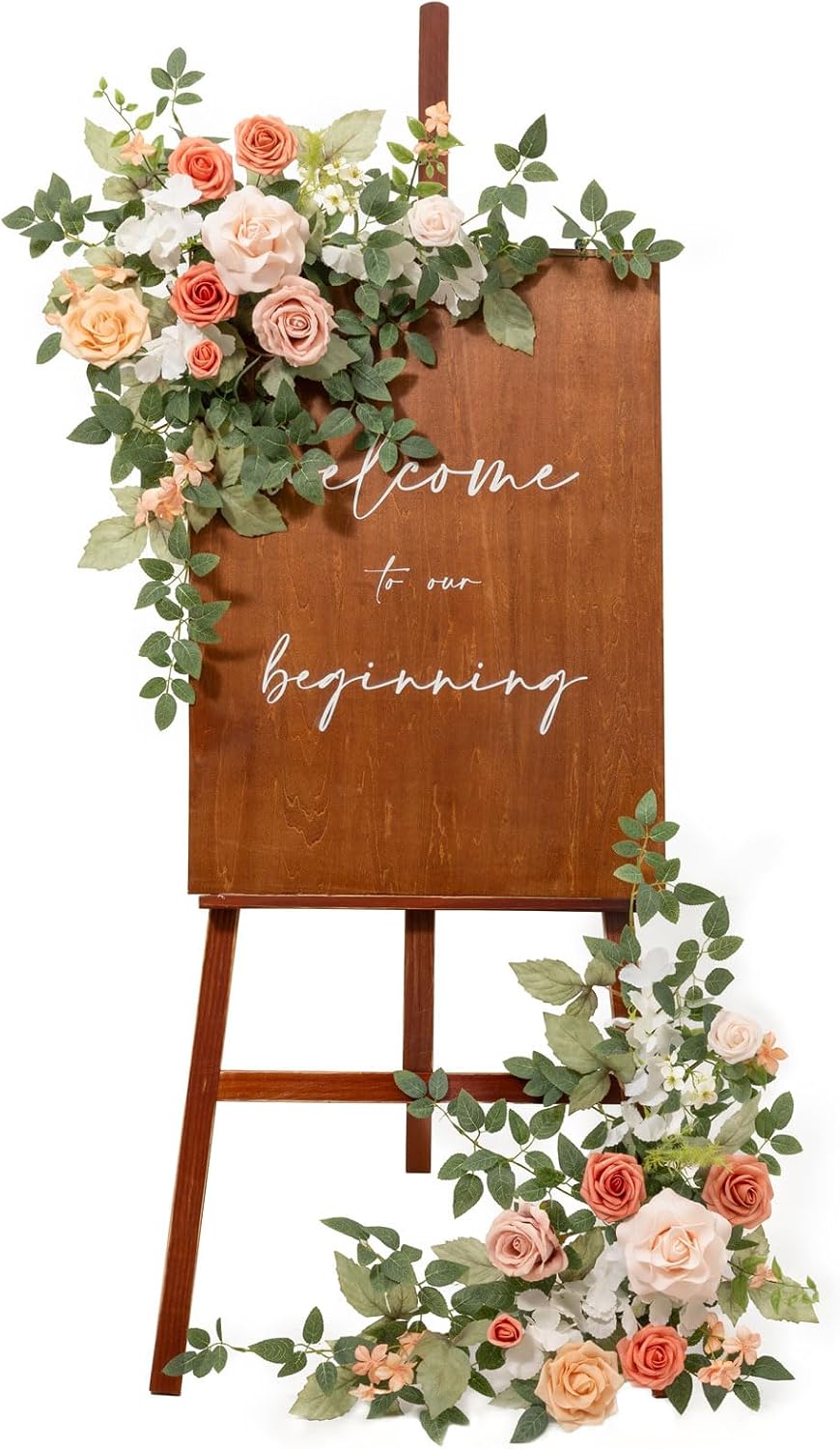 Ling's Moment Welcome Sign Flowers, Wedding Floral Swag, Blush Garden Pink