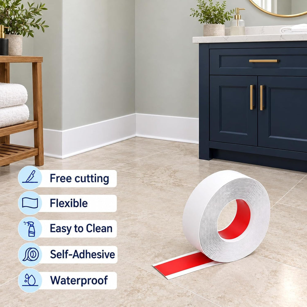 Peel and Stick Vinyl Baseboard Trim, 6 in x 20 ft Vinyl Wall Base, White