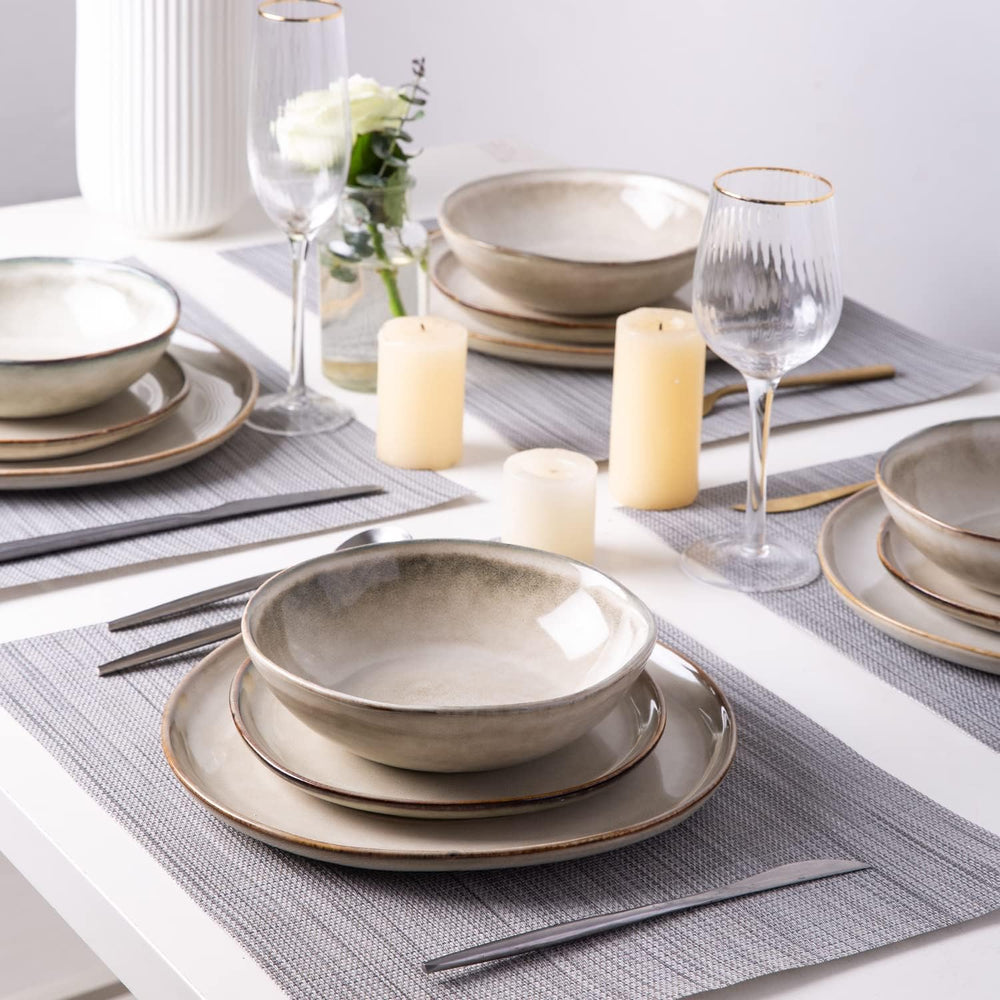 AmorArc Ceramic Plates Set of 6,8.5 Inch Stoneware Small Dinner Plates Set