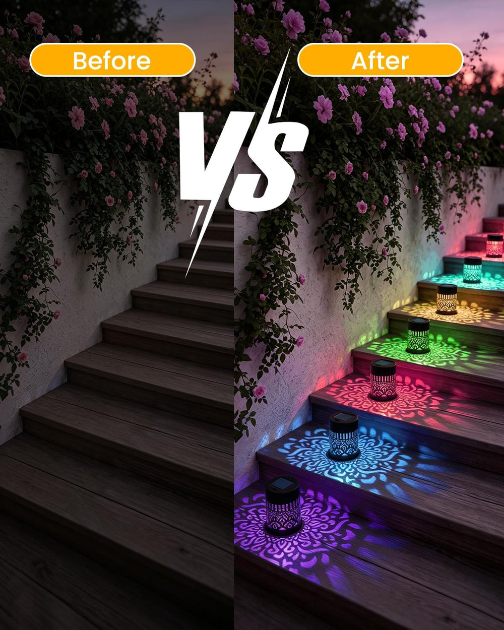 Klarlight 7 Color Changing Solar Mandala Lights Outdoor, IP65 Waterproof