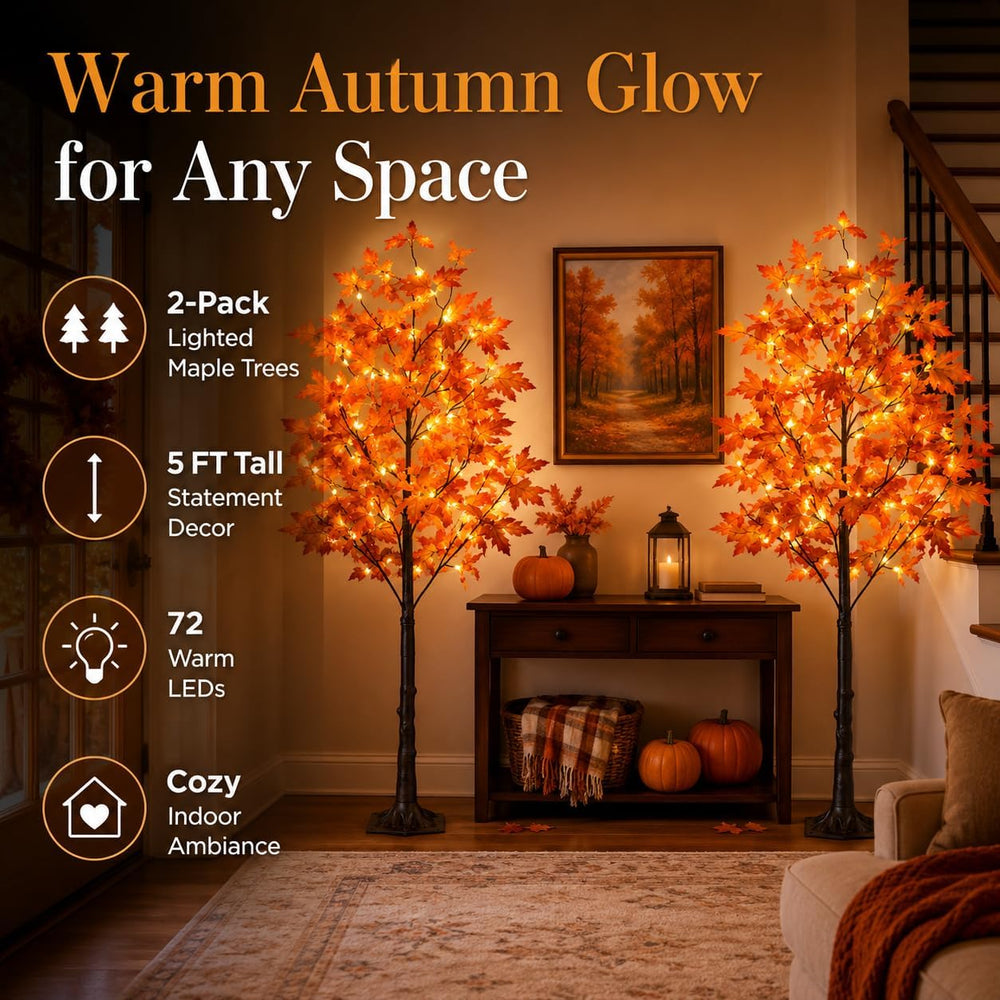 5FT LED Lighted Maple Tree 2-Pack for Indoor Outdoor Home Décor
