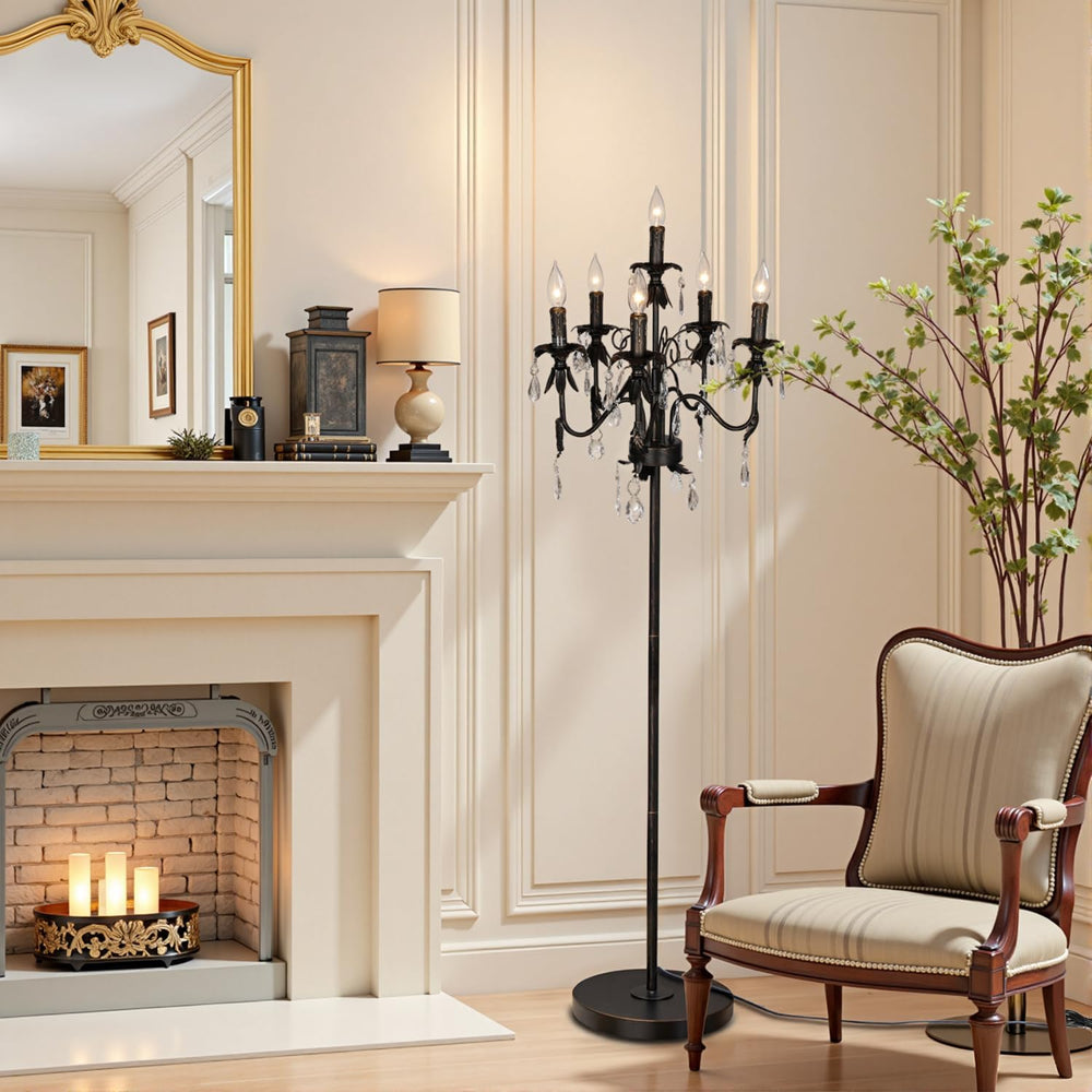 65" Crystal Chandelier Floor Lamp, E12 Base