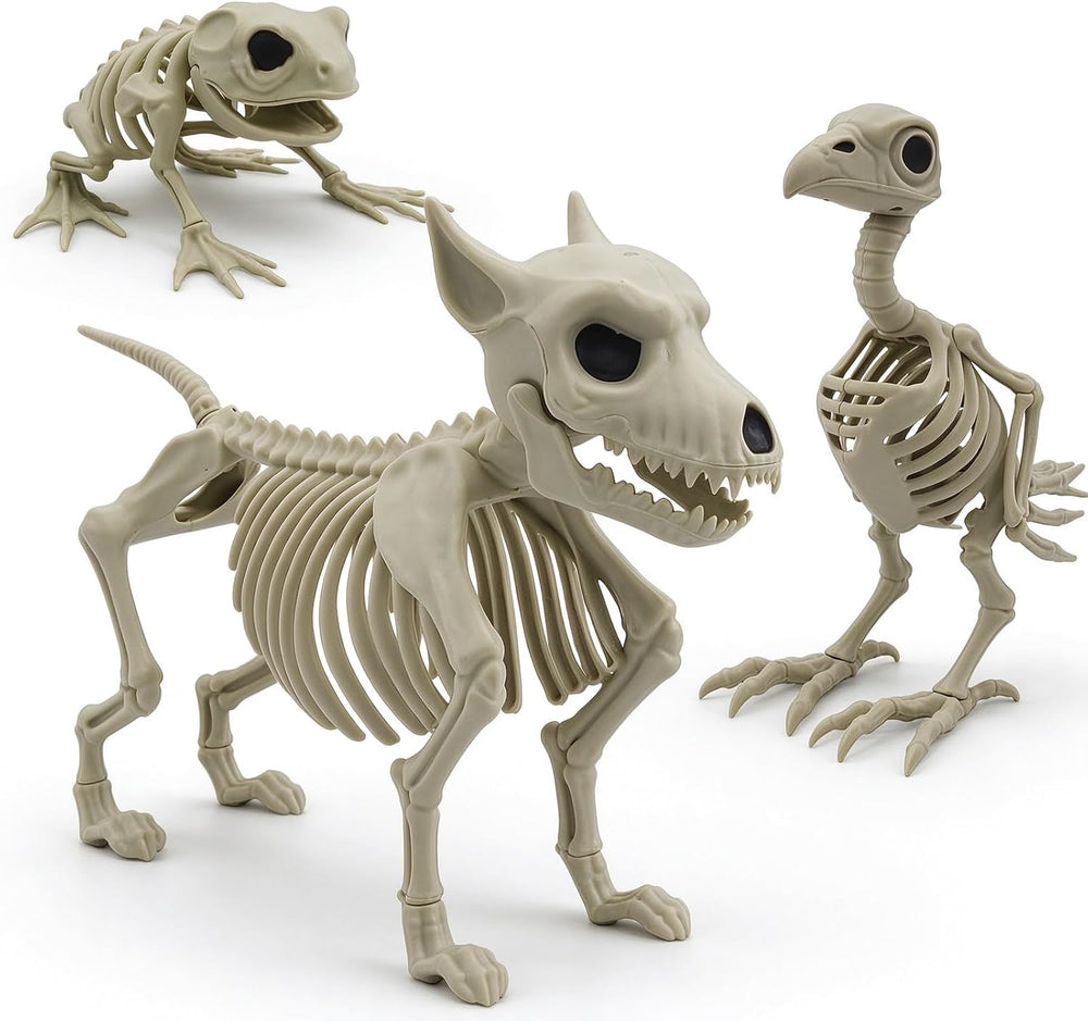 Posable Halloween Skeleton Decorations, 3 Pack Full Body Jointed Skeleton Set...