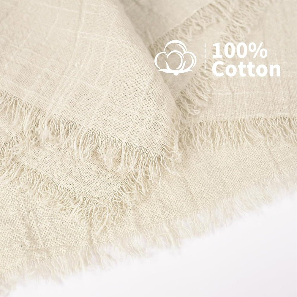 Showgeous 40 Pack Natural Cloth Napkins with Fringe 16x16 inch