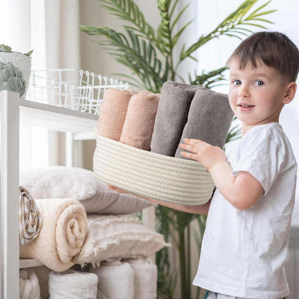 Weysat 6 Pack Woven Baskets with Handles, 6 Sizes, Gift Bags and Ribbons