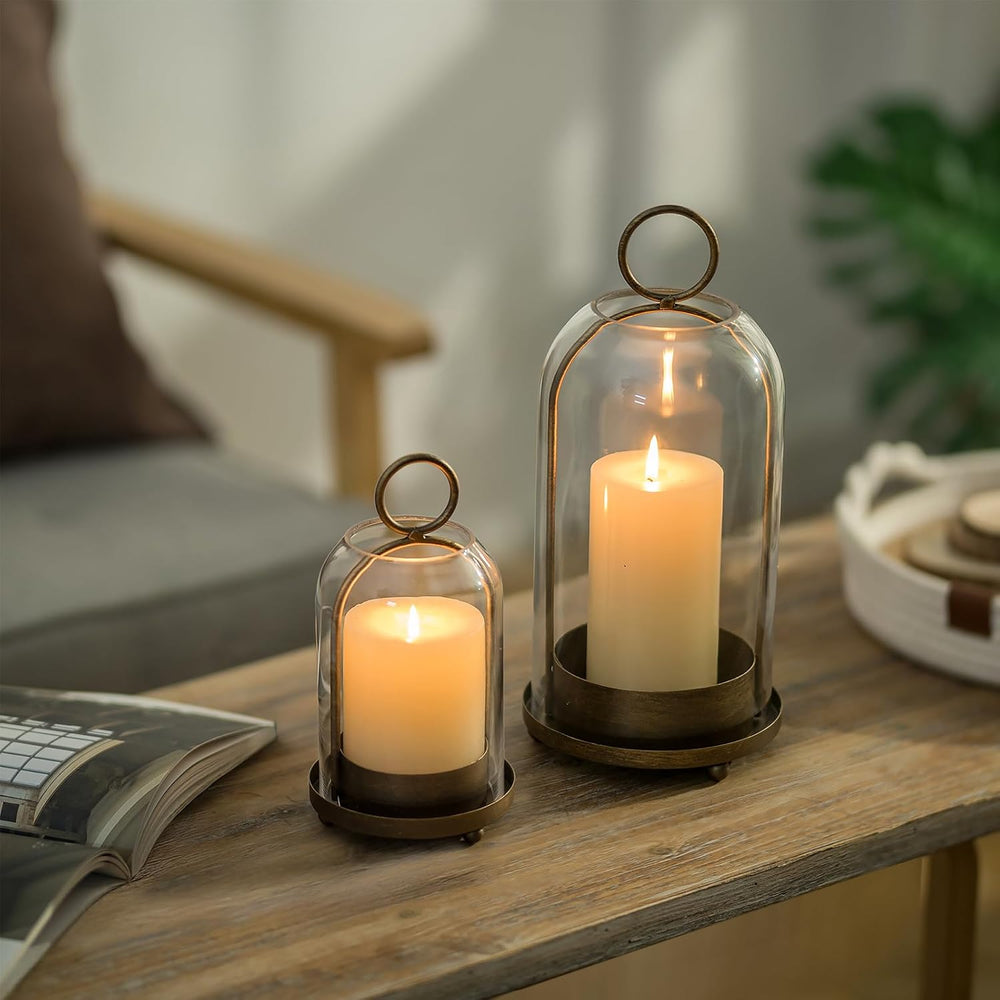 Sziqiqi Hurricane Candle Holder Lanterns: Pillar Candle Holders Set of 2