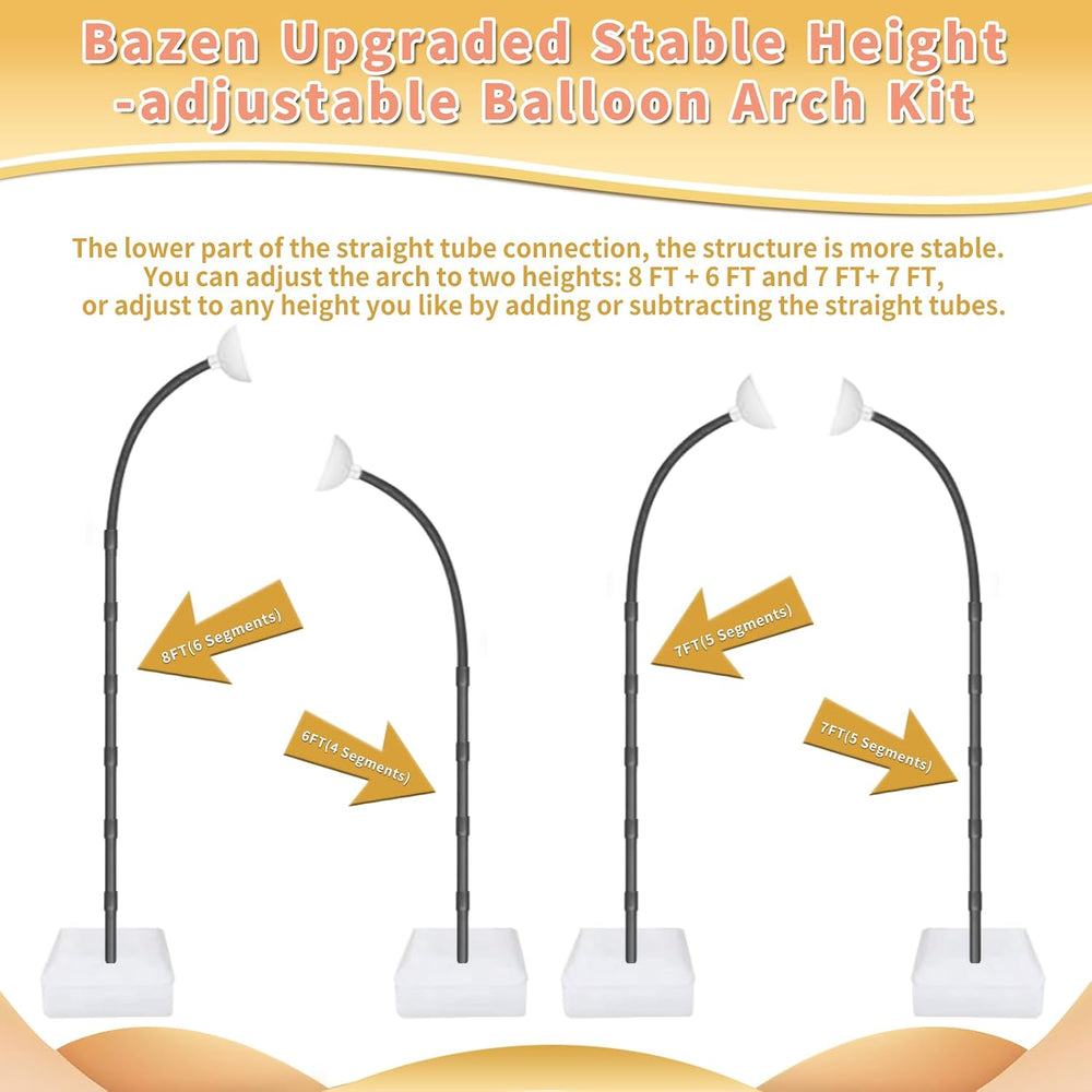 Bazen Balloon Arch Kits 8.2FT & 6FT Black Balloon Arch Stand With Base