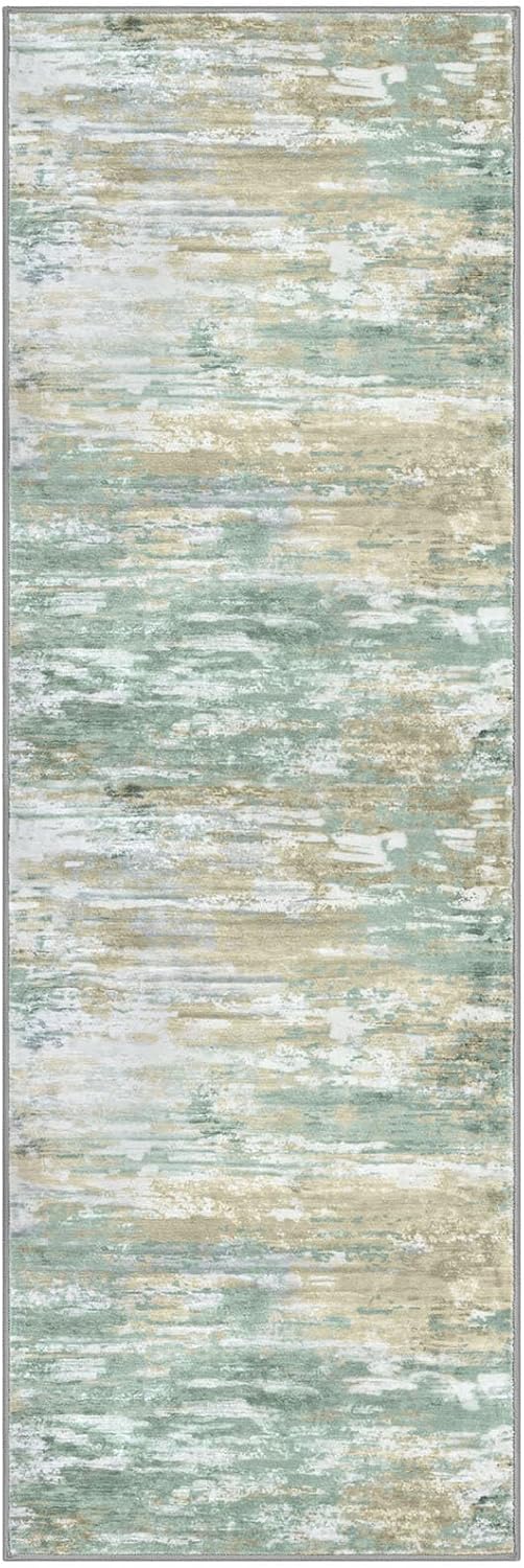 KOZYFLY Modern Runners for Hallways 2x6 Washable Rug Light Green Yellow