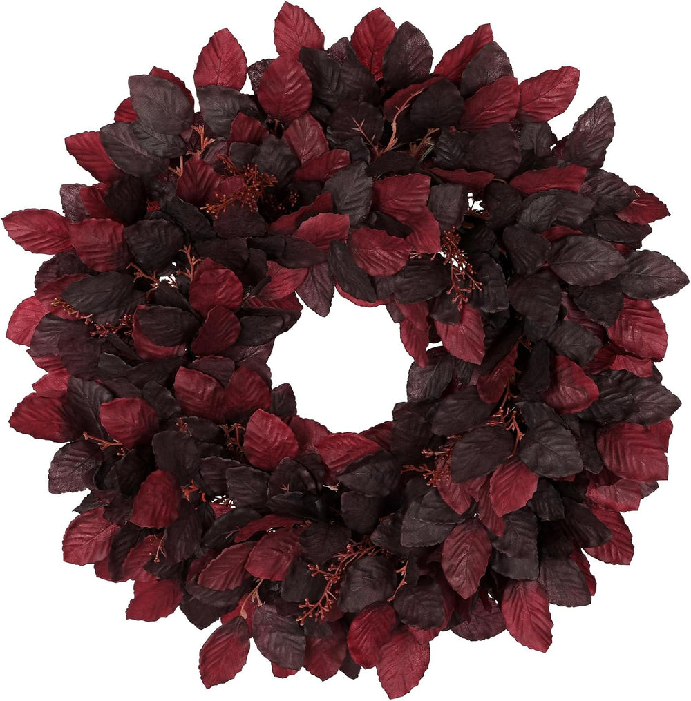 Artificial Fall Leaf Wreath for Front Door – 24" Autumn Wreath with Life...
