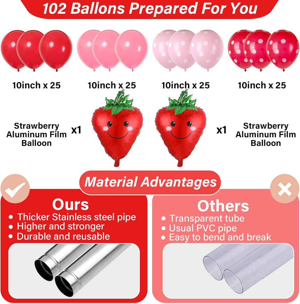 2 Sets Strawberry Balloon Column Stand Adjustable Strawberry Balloon Decor
