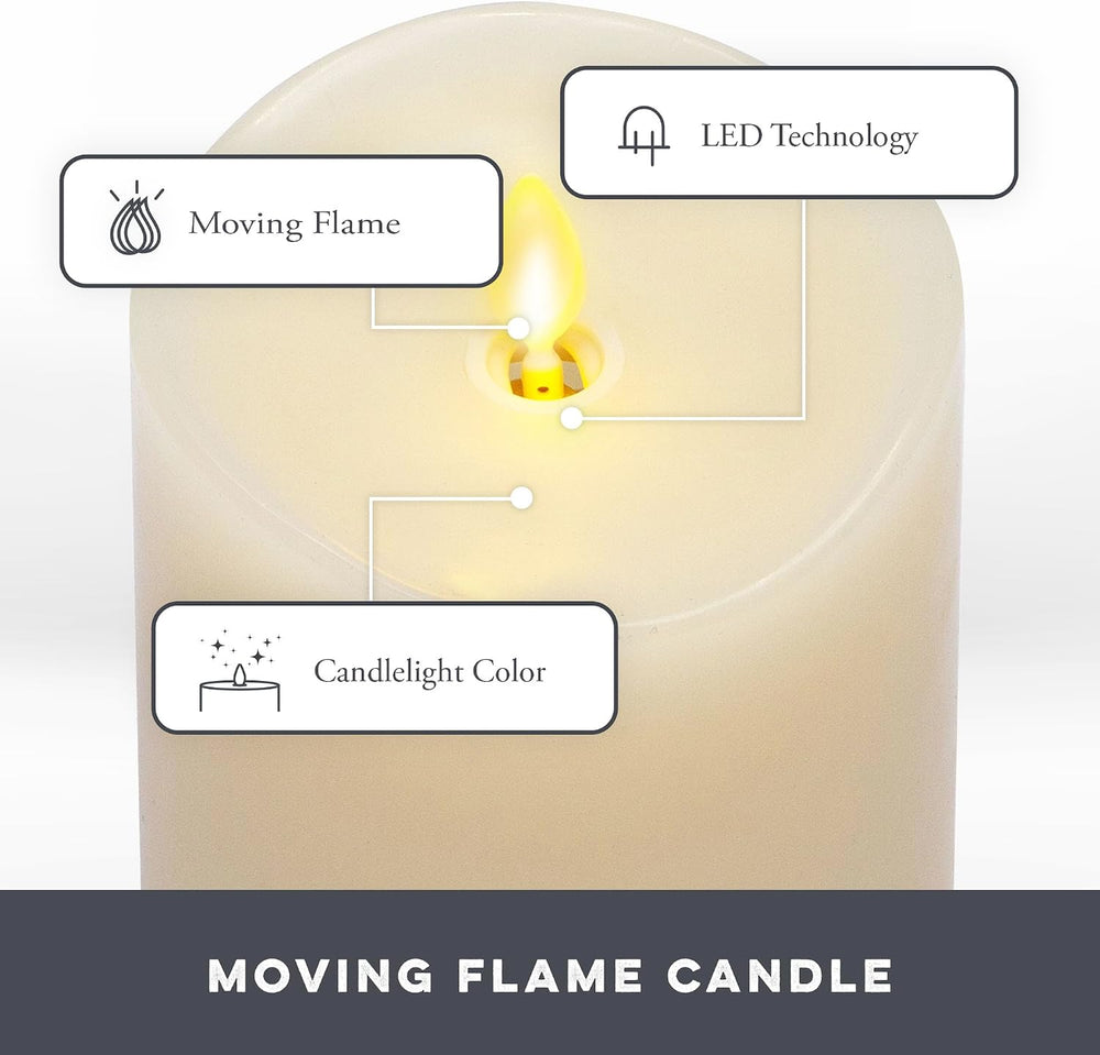 Co. Flameless Pillar Candles Ivory 3.0" x 4.5"/ 5.5"/ 6.5"
