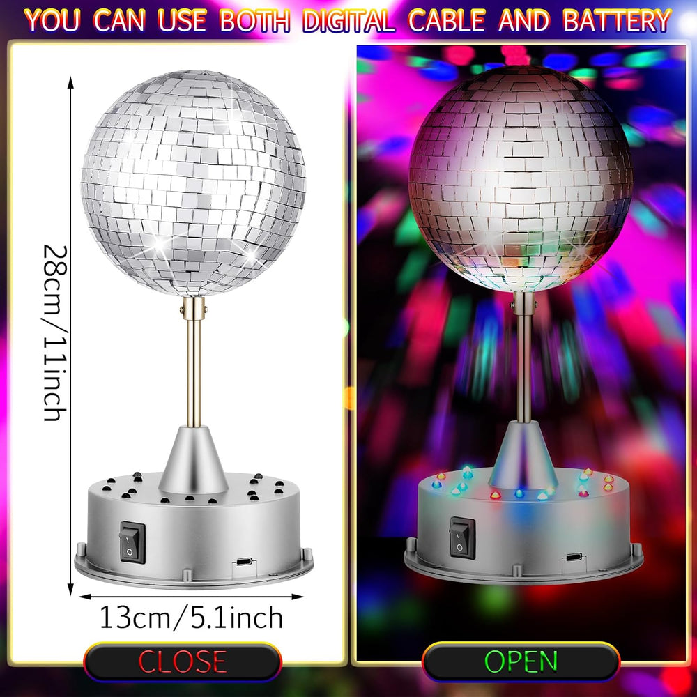 Retisee Disco Ball Light 5" Mirror Ball Motor Hanging Rotating, Silver
