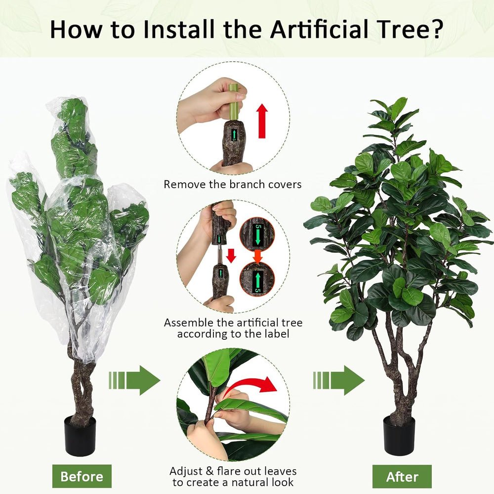 7FT Artificial Fiddle Leaf Fig Tree for Home Decor, Faux Plants Indoor