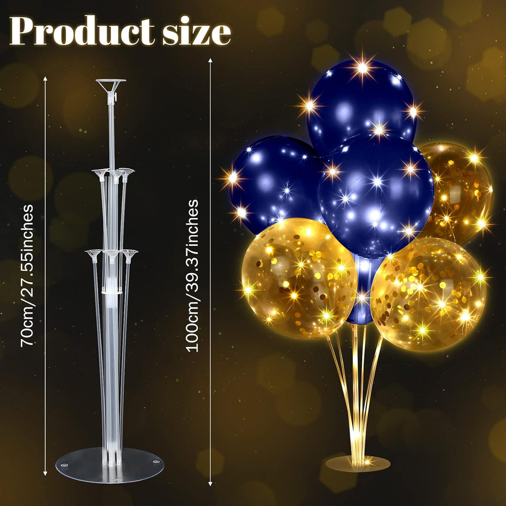 6 Sets 60 Pcs Lighted Balloons Centerpiece Table, Navy Blue