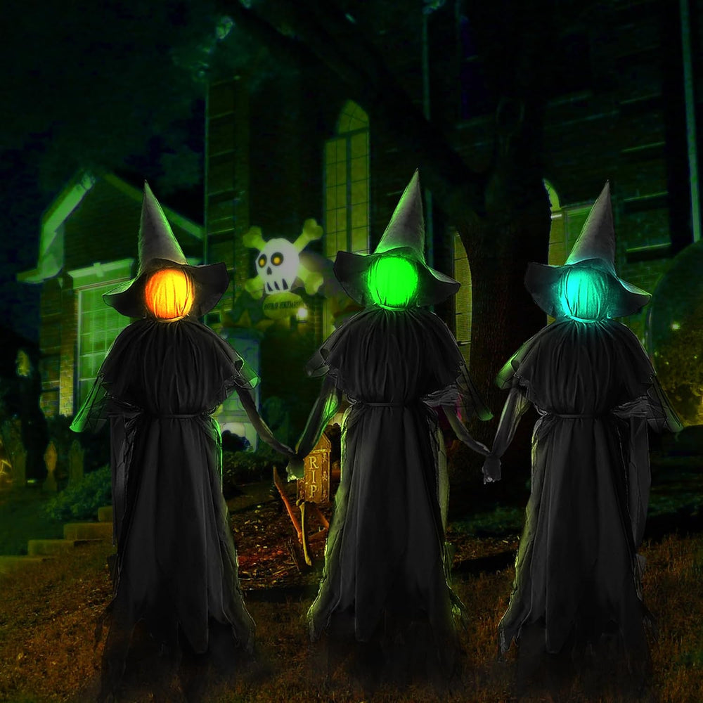Halloween Decorations Outdoor - 3 Witches Holding Hands, Lighted Halloween Wi...