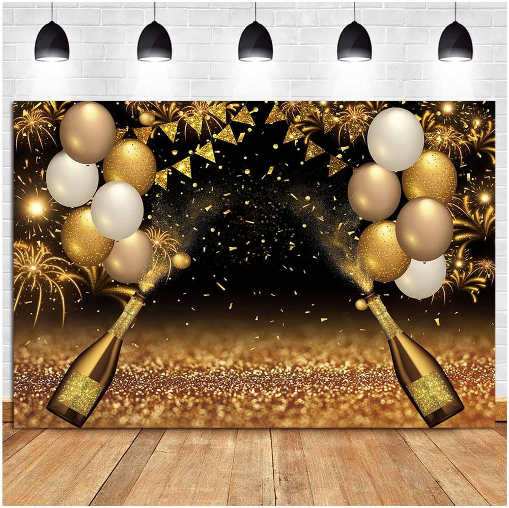 Black Golden Balloons Photography Background Gold Champagne Bokeh Photo Backd...