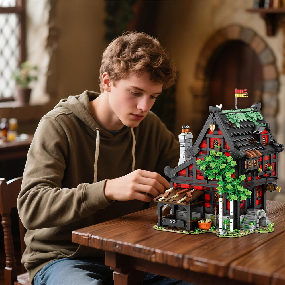 Reobrix Medieval Inn Building Set 66017, European Century Tavern for Home&...